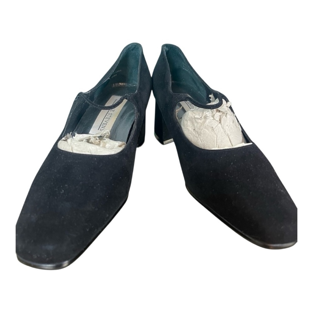 👠 Valerie Stevens “Signet” Black Suede Block Heel Mary Janes — Size 8M (NIB!)